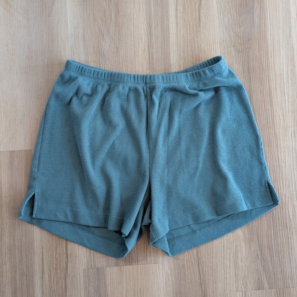 Awhile | Green Waffle Knit Lounge Shorts | XL
